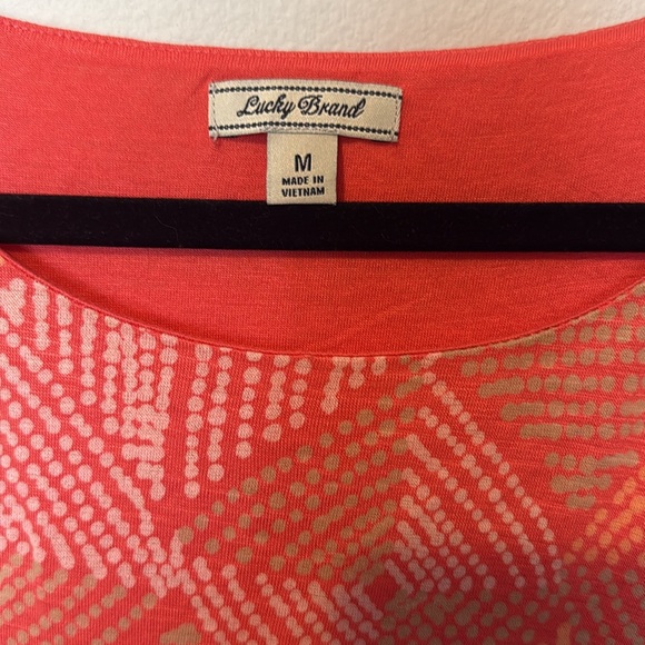 Lucky Brand Orange Maxi Dress Sleeveless Geometric Pockets Slit Womens Med Boho - Picture 6 of 12